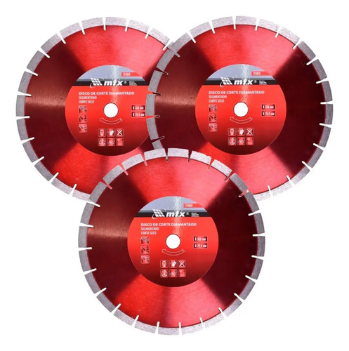 Disco de corte diamantado pasfalto 14 pol 350x254 3 pc mtx c