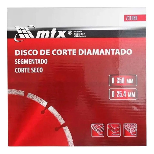 Disco De Corte Diamantado P/asfalto 14 Pol 350x25,4 3 Pç Mtx Cor Vermelho
