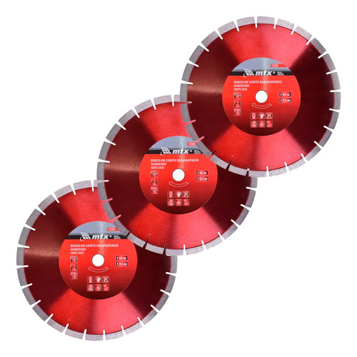 Disco De Corte Diamantado P/asfalto 14 Pol 350x25,4 3 Pç Mtx Cor Vermelho
