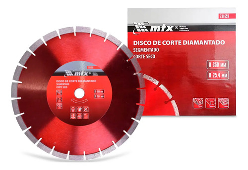 Disco De Corte Diamantado P/asfalto 14 Pol 350x25,4 3 Pç Mtx Cor Vermelho