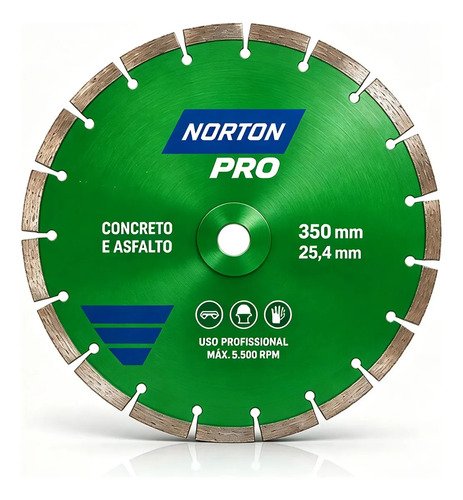 Disco diamantado norton pro para concretoasfalto 350 x 254
