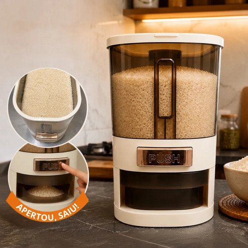 Dispenser de alimentos organizador graos arroz cereais tempe