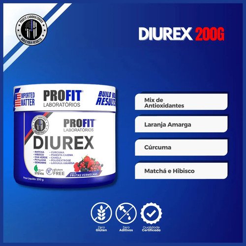 Diurex Chá Diurético Termogênico Detox 200g - Profit Sabor Frutas vermelhas