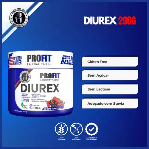 Diurex Chá Diurético Termogênico Detox 200g - Profit Sabor Frutas vermelhas