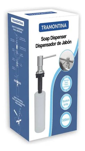 Dosador de sabao tramontina em aco inox com recipient