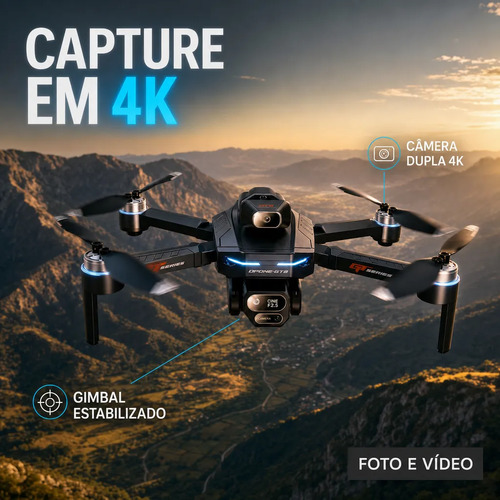 Drone Gt8 Pro Fly Câmera 4k Gps Controle Tela 2 Baterias