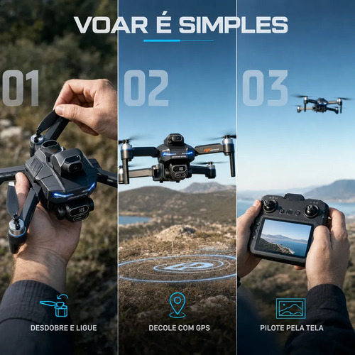 Drone Gt8 Pro Fly Câmera 4k Gps Controle Tela 2 Baterias