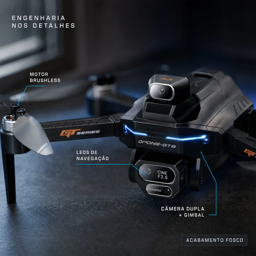 Drone Gt8 Pro Fly Câmera 4k Gps Controle Tela 2 Baterias