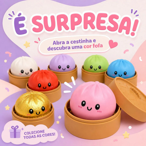 Dumpling Squishy Viral Tik Tok Bolinho Baozi Surpresa Paozin