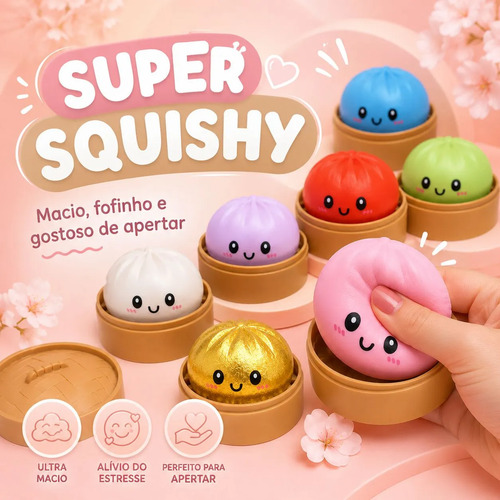 Dumpling Squishy Viral Tik Tok Bolinho Baozi Surpresa Paozin