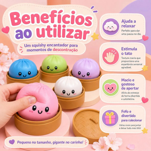 Dumpling Squishy Viral Tik Tok Bolinho Baozi Surpresa Paozin