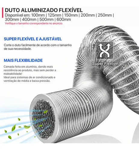 Duto 10 Mts Aluminizado Flexível 100mm Exaustor Coifa + Fita