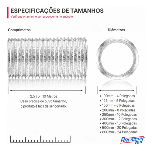 Duto 10 Mts Aluminizado Flexível 100mm Exaustor Coifa + Fita