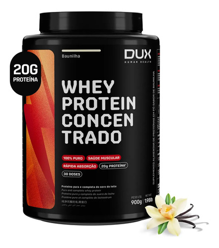 Dux nutrition whey protein concentrado pote 900 g sabor baun