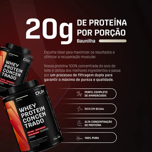 Dux Nutrition Whey Protein Concentrado Pote 900 g Sabor Baunilha