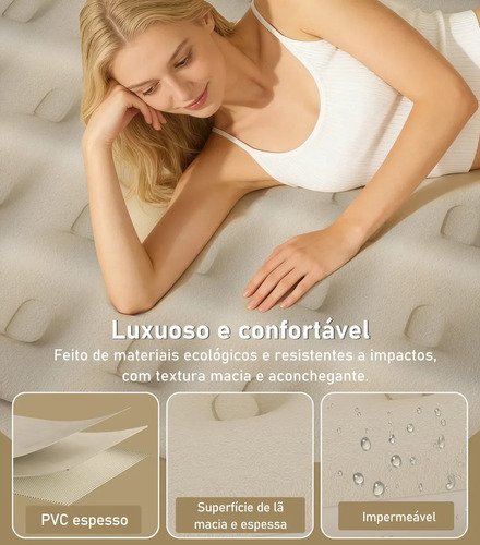 Ecozendsy Colchão Inflável Casal Queen Size com Bomba Elétrico Recarregável Embutida Portátil 203x150x45cm