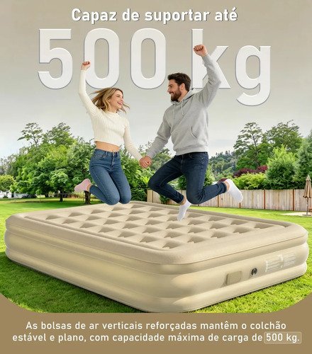 Ecozendsy Colchão Inflável Casal Queen Size com Bomba Elétrico Recarregável Embutida Portátil 203x150x45cm