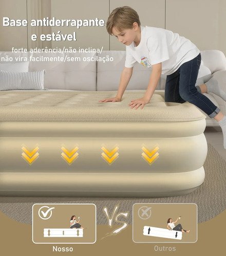 Ecozendsy Colchão Inflável Casal Queen Size com Bomba Elétrico Recarregável Embutida Portátil 203x150x45cm