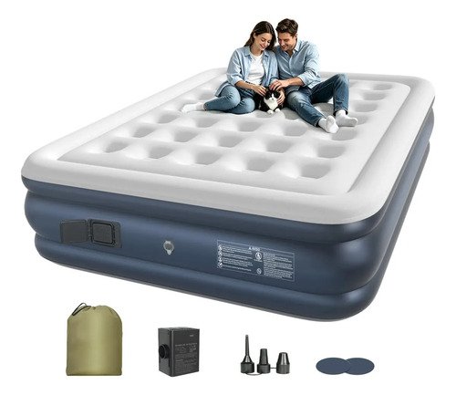 Ecozendsy colchao inflavel casal queen size com bomba recarr