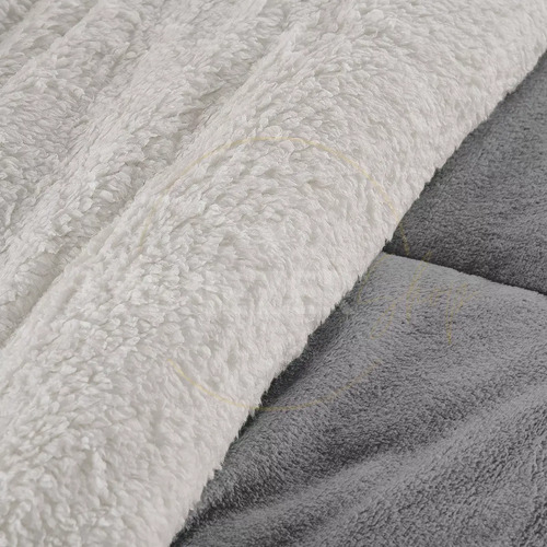 Edredom Sherpa Casal Queen Aconchegante Ebenezer Shop Dupla Face Cinza
