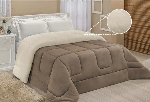 Edredom sherpa queen 240x220m cobertor e coberdrom macio cor