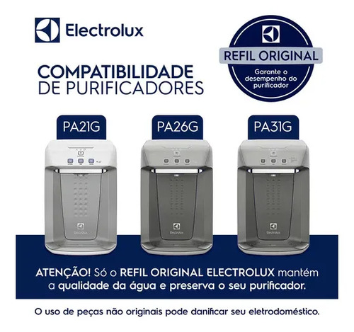 Electrolux Filtro de Água Refil para Purificador Acqua Clean - Modelos PA21G, PA26G, PA31G, Refil Duração 12 Meses ou 3000L