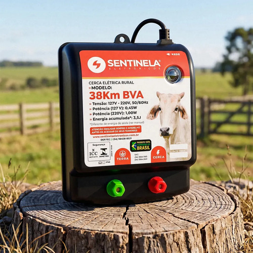 Eletrificador Cerca Elétrica Rural 38km Sentinela automaticamente
