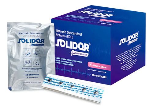 Eletrodo Descartável ECG Solidor para Adulto Caixa 500 Und Gel Condutor