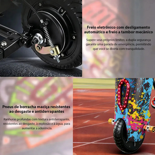 ELIANE Patinete Triciclo Infantil Drift Elétrico Led 90kg 25km 350W ,Para Crianças de 4 a 16 Anos