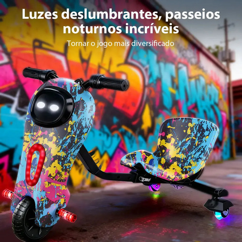 ELIANE Patinete Triciclo Infantil Drift Elétrico Led 90kg 25km 350W ,Para Crianças de 4 a 16 Anos