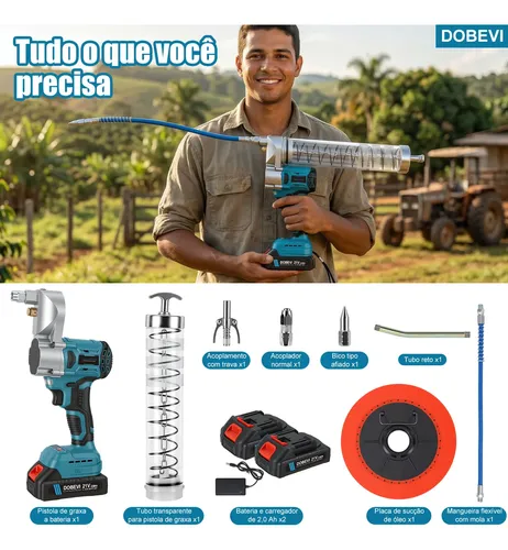 Engraxadeira Pistola 2baterias Com Acoplador De Trava Dobevi