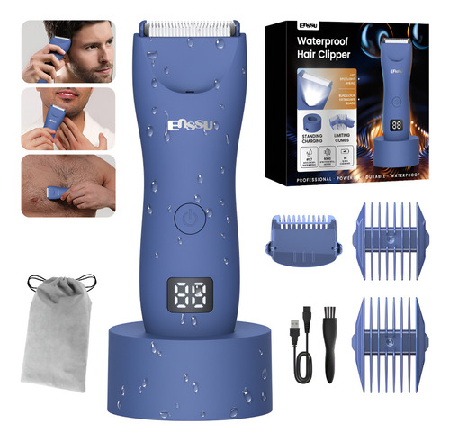 Enssu aparador de pelos corporais masculino com base cor azu