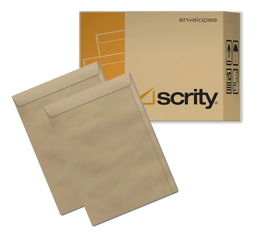 Envelope Folha A4 Ofício Saco Kraft Natural 24 X 34 Cm com 80grs/m 250Un - Scrity Premium
