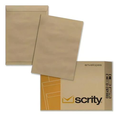 Envelope Folha A4 Ofício Saco Kraft Natural 24 X 34 Cm com 80grs/m 250Un - Scrity Premium