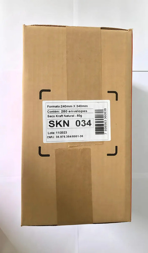 Envelope Folha A4 Ofício Saco Kraft Natural 24 X 34 Cm com 80grs/m 250Un - Scrity Premium