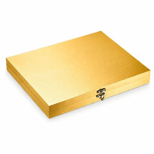 Eps-158 Kit Faqueiro Dourado Luxo Jogo Talheres Inox 24pçs + Maleta Sem Estampa