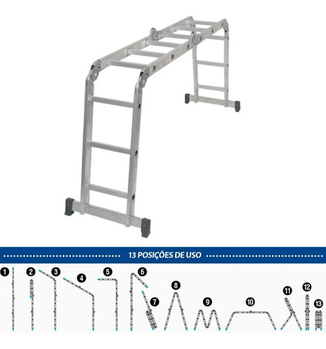 Escada Articulada 4x3 Alumínio 3,40m 12 Degraus – Reisam