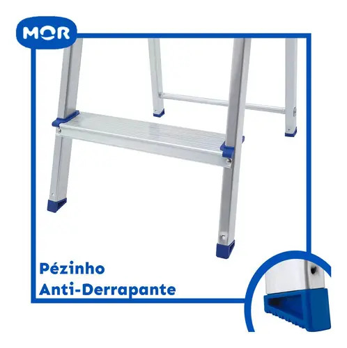 Escada C/ 5 DEGRAUS DE ALUMINIO 100% Tesoura Resistente Mor