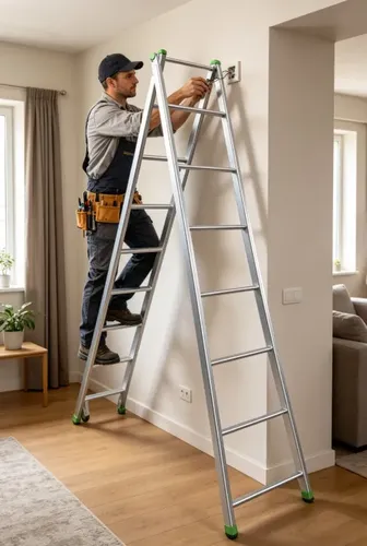 Escada extensiva 7 degraus reforcada ferro galvanizado