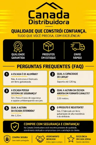 Escada Extensiva 7 Degraus Reforçada Ferro Galvanizado