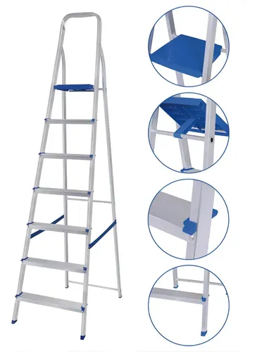 Escada mor de 7 degraus mor reforcada tesoura prateado 1