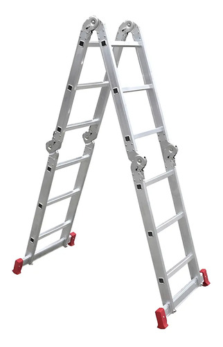 Escada Multifuncional Alumínio Extensível 4x3 Botafogo ESC0292 3.35m 12 Degraus Cor Prateado