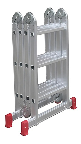 Escada Multifuncional Alumínio Extensível 4x3 Botafogo ESC0292 3.35m 12 Degraus Cor Prateado