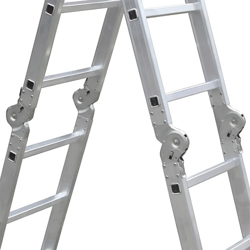 Escada Multifuncional Alumínio Extensível 4x3 Botafogo ESC0292 3.35m 12 Degraus Cor Prateado