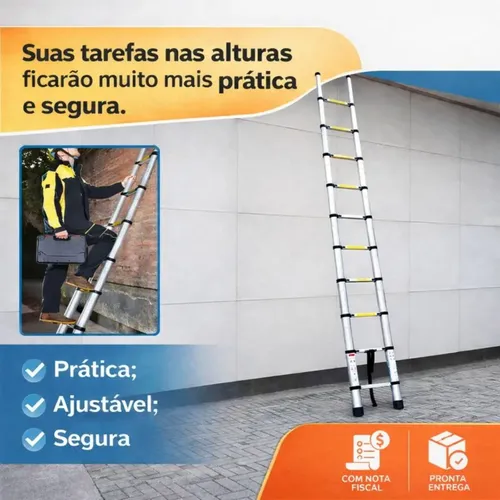 Escada Telescópica Alumínio 15 Degraus Extensiva 4,40m