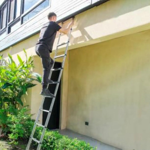 Escada Telescópica Extensiva Aço Inoxidável 13 Degraus 3,80m Garden Life Cor Prateado
