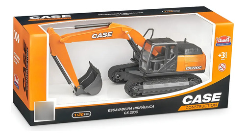 Escavadeira de Brinquedo Articulada Case Cx 220c Trator Criança com Esteira Emborrachada Infantil