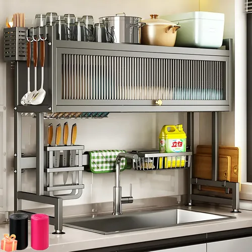 Escorredor de pratos louca preto cozinha suspensa 65cm 18pcs