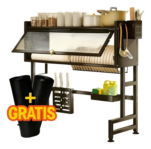 Escorredor De Pratos Louça Preto Cozinha Suspensa 65cm 18pçs