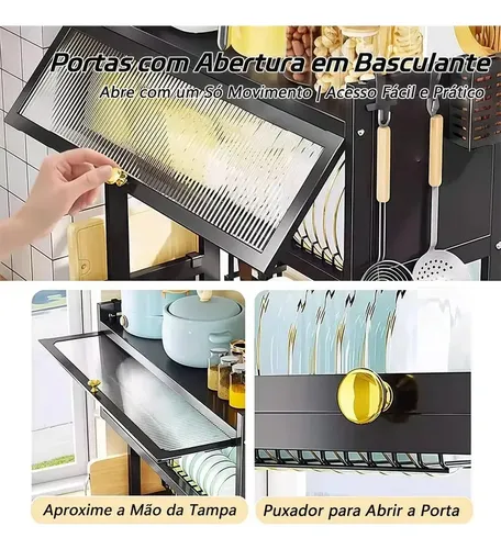 Escorredor De Pratos Louça Preto Cozinha Suspensa 65cm 18pçs